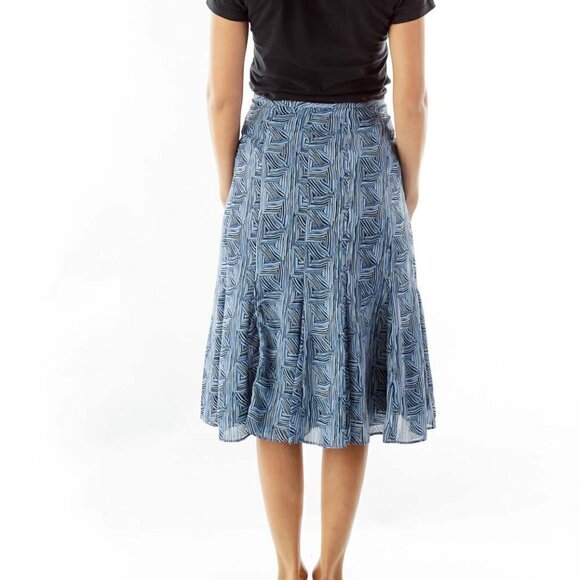 LOFT Blue Gray Print A-Line Shirt - Picture 2 of 3